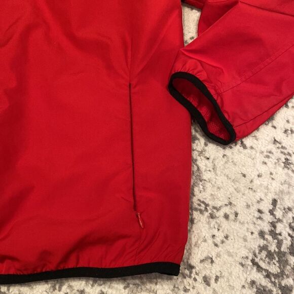 Adidas Red And Navy Jacket Windbreaker Size XL 3 stripes front and center GUC - Picture 3 of 11